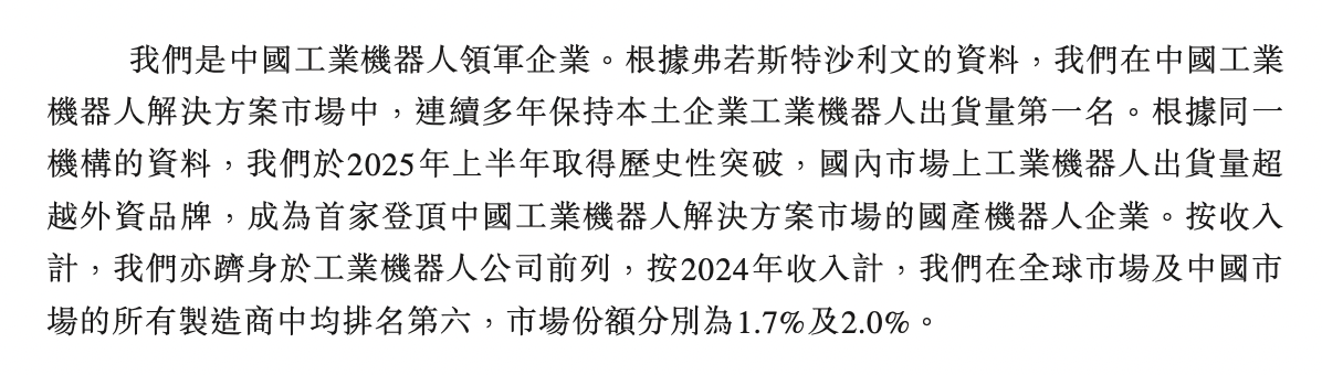 “本土工业机器人一哥” 通过港股IPO聆讯埃斯顿2025年前三季度扭亏为盈